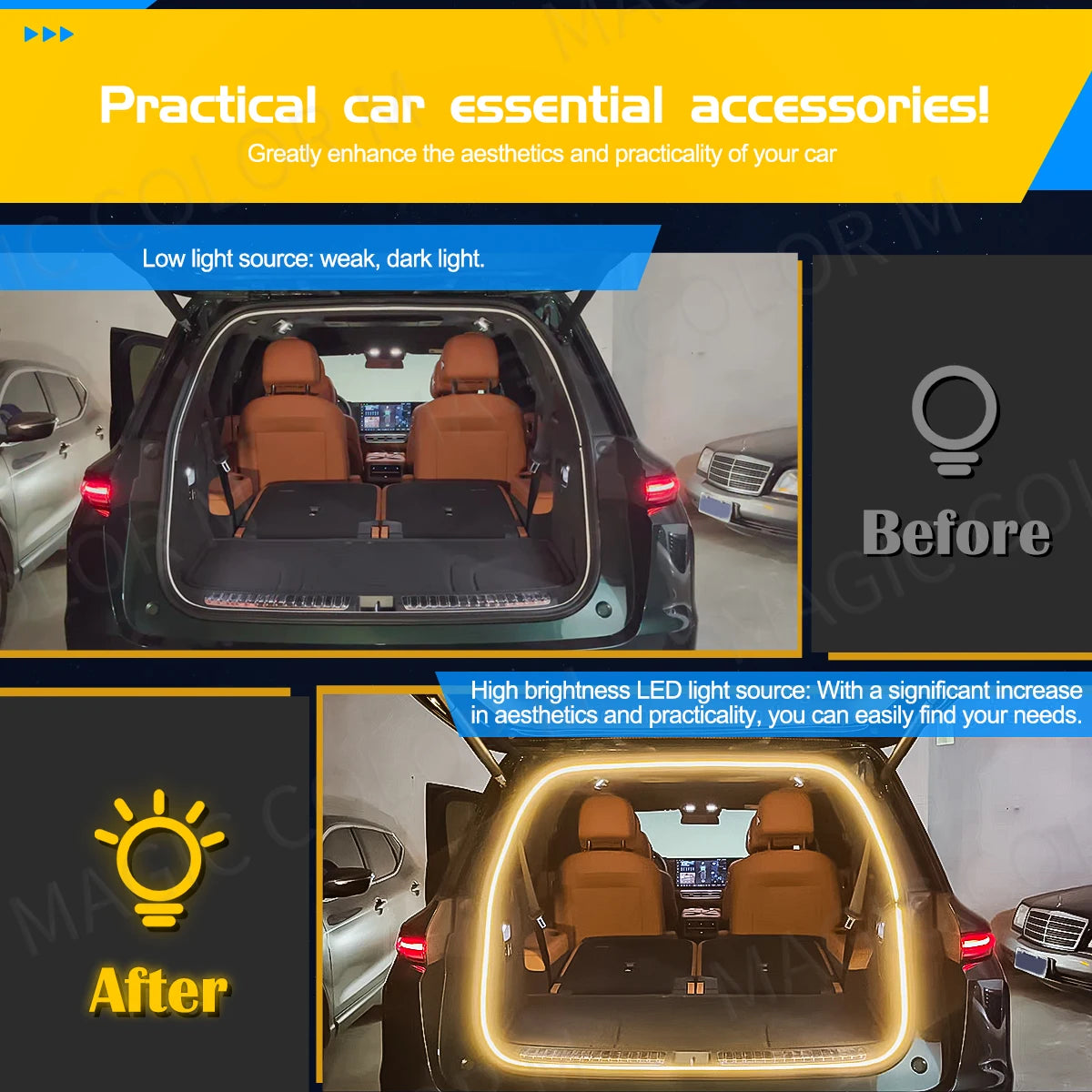 5M LED Car Trunk Light Strip - 12V Flexible Interior Atmosphere Lamp