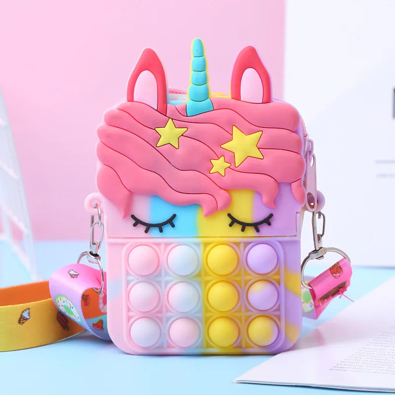 Unicorn Push Bubble Crossbody Bag - Fidget Coin Purse