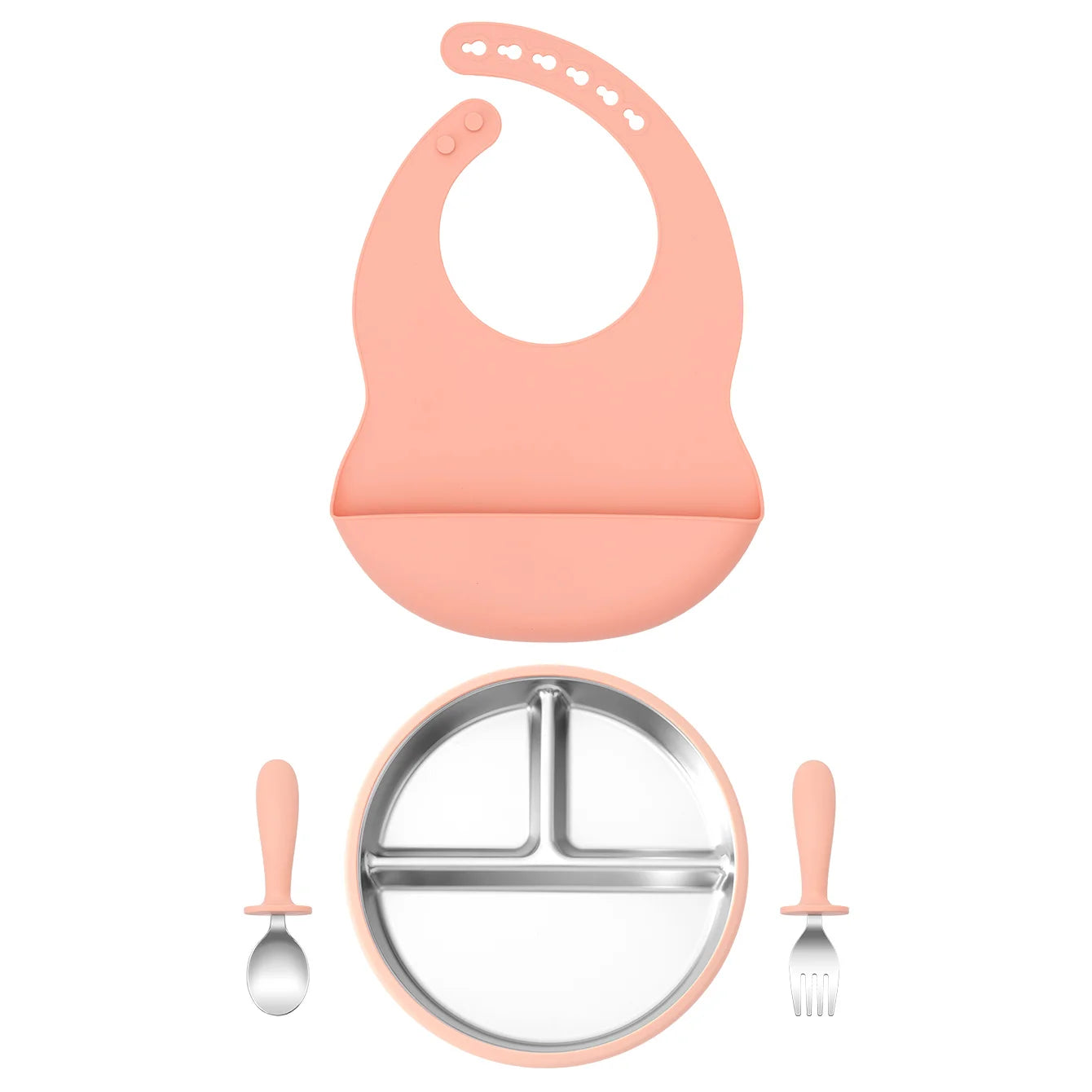 4-Piece Silicone Baby Feeding Set with Bib