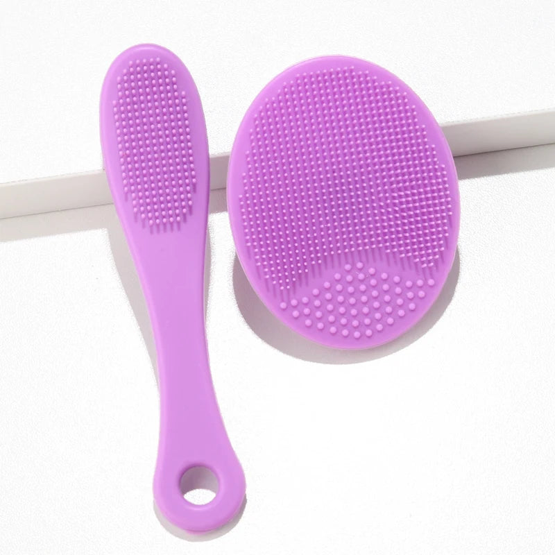 2-Piece Silicone Facial Cleansing Brush Set - Blackhead Removal Tool