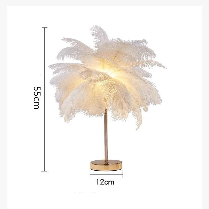 Nordic Ostrich Feather LED Floor Lamp with E27 Base