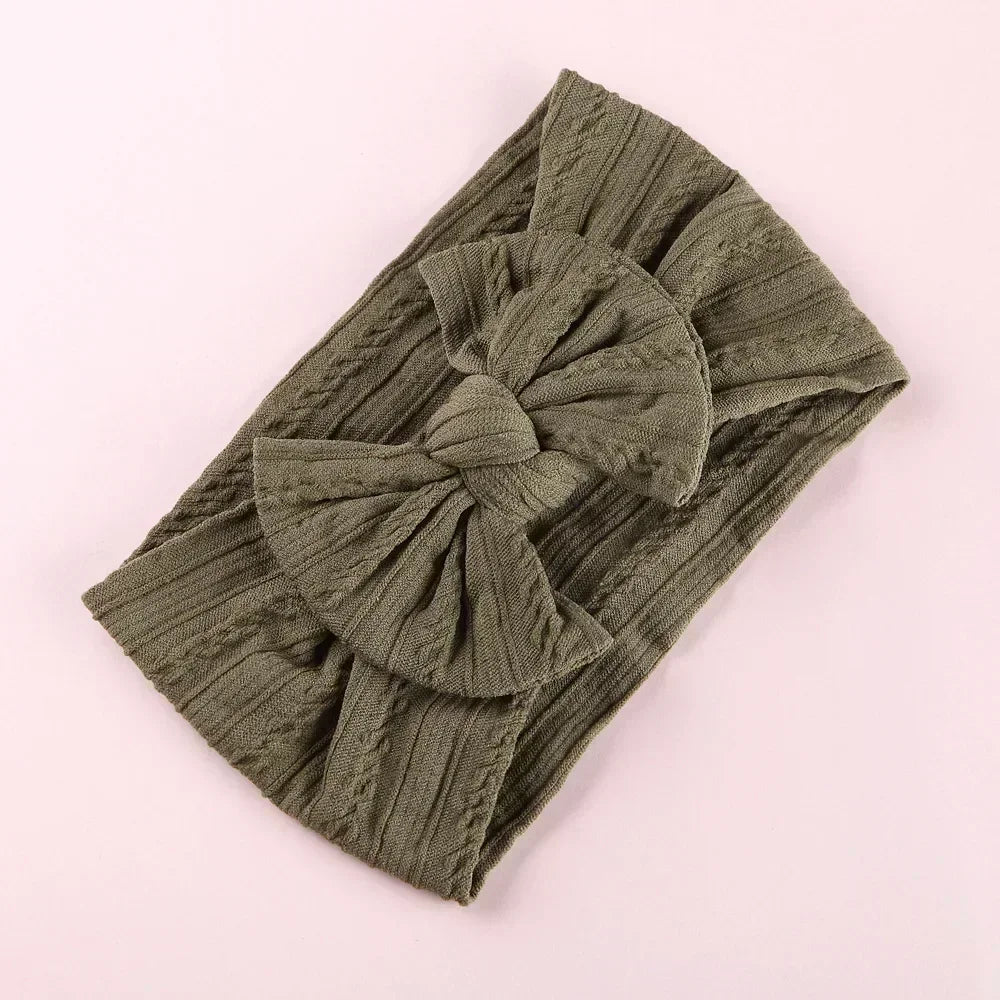 Elastic Jacquard Bow Headband for Newborn Baby Girls