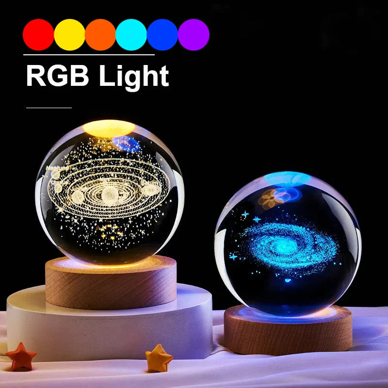 6cm RGB Cosmos Crystal Ball Night Light with USB Plug