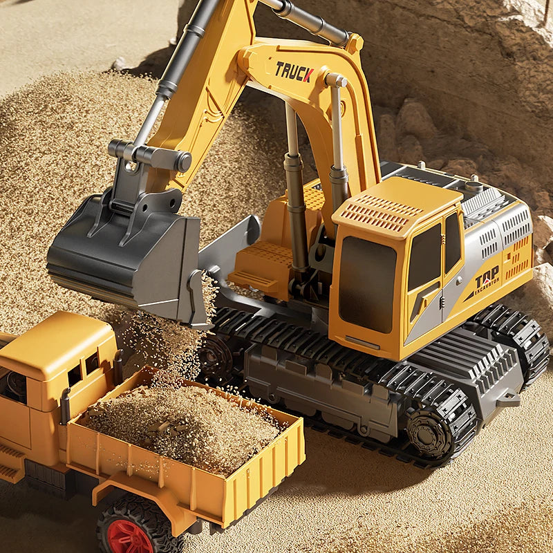 Alloy Remote Control Excavator Toy - Lights & Sound Vehicle