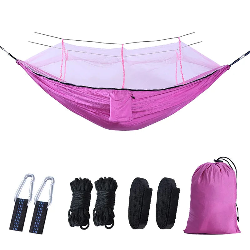 Portable Camping Hammock with Mosquito Net and 210T Nylon Fabric