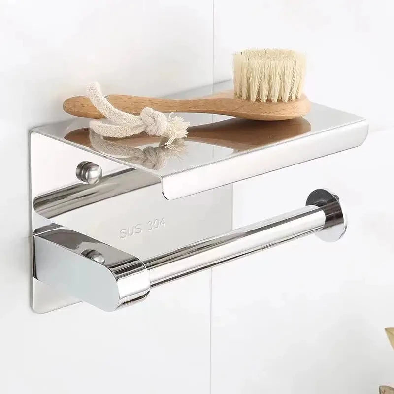 No-Drill Stainless Steel Bathroom Toilet Paper Holder