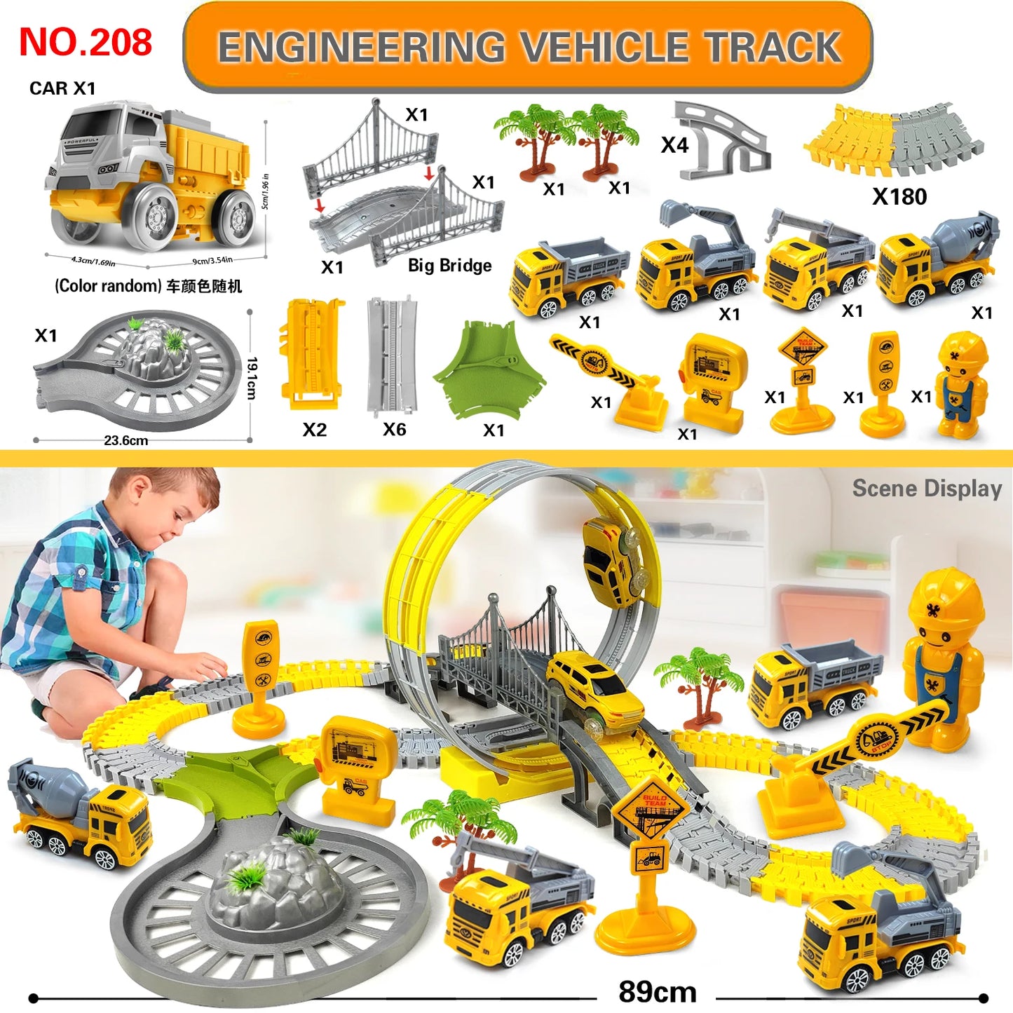 Magic Climbing Track Engineering Car Set - Educational Train Toy