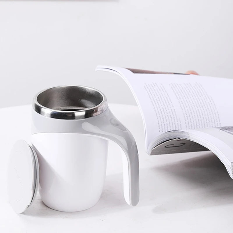 Rechargeable Self-Stirring Coffee Mug with Stainless Steel Mixer