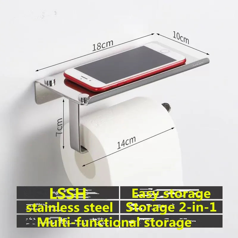 No-Drill Stainless Steel Bathroom Toilet Paper Holder