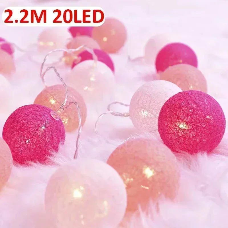 20-LED Rattan Ball String Lights with USB or Battery Power