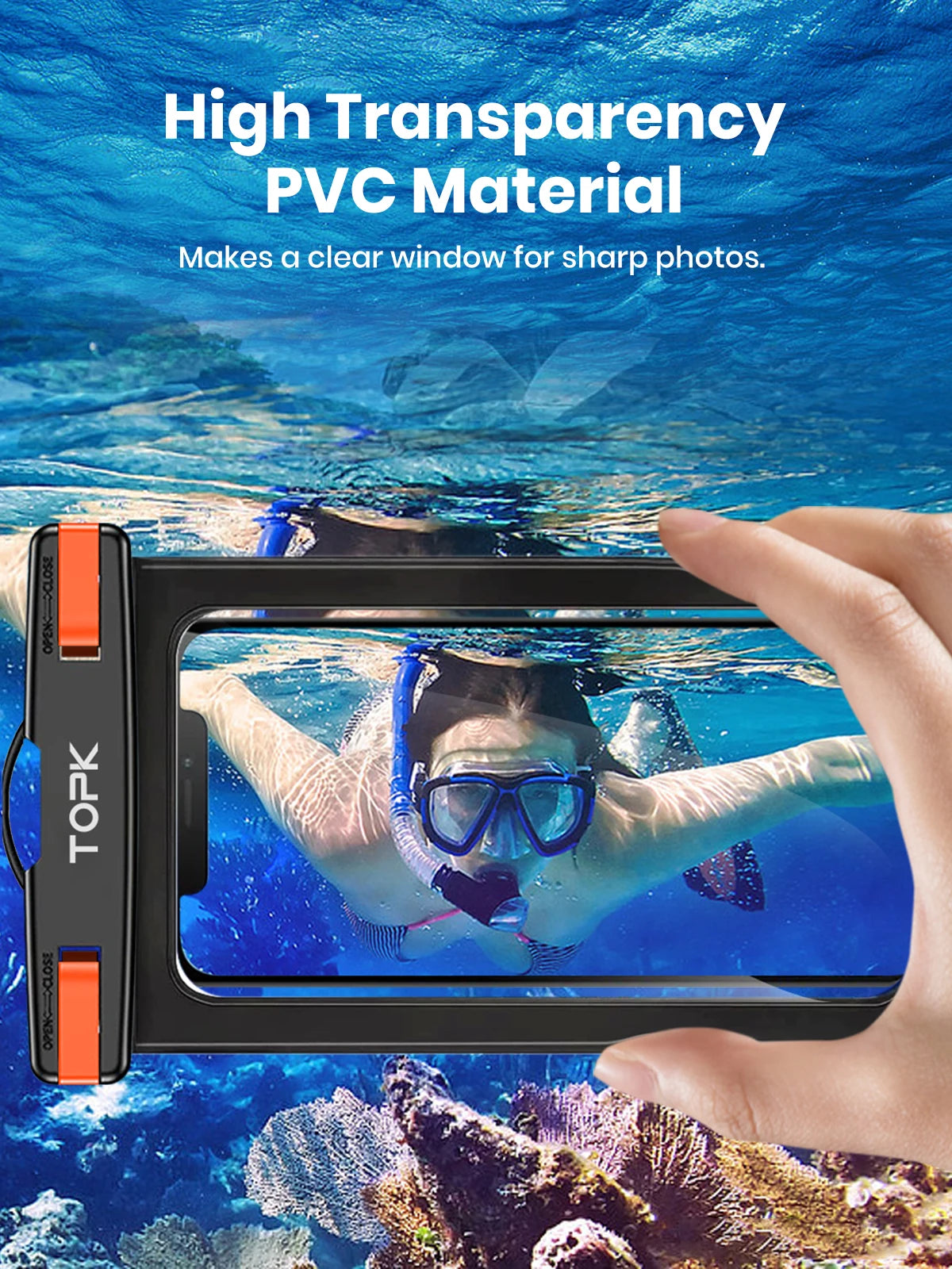 TOPK E01 IPX8 Waterproof Phone Pouch with Lanyard for 7-Inch Phones