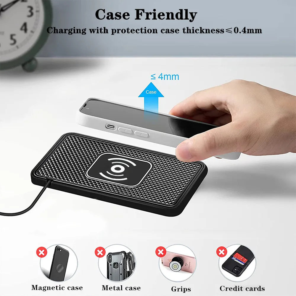 15W Type-C Car Wireless Charger Pad & Stand for iPhone and Samsung
