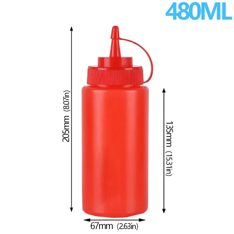 Large Squeeze Condiment Bottle with Nozzle for Sauces and Oils