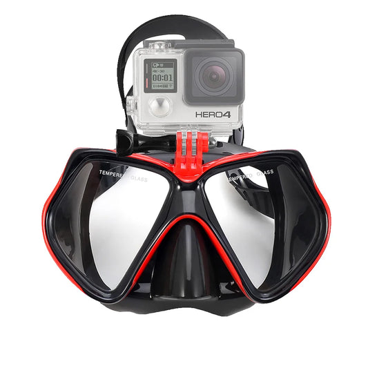 Tempered Glass Diving Mask with Dry Snorkel Tube & Camera Mount