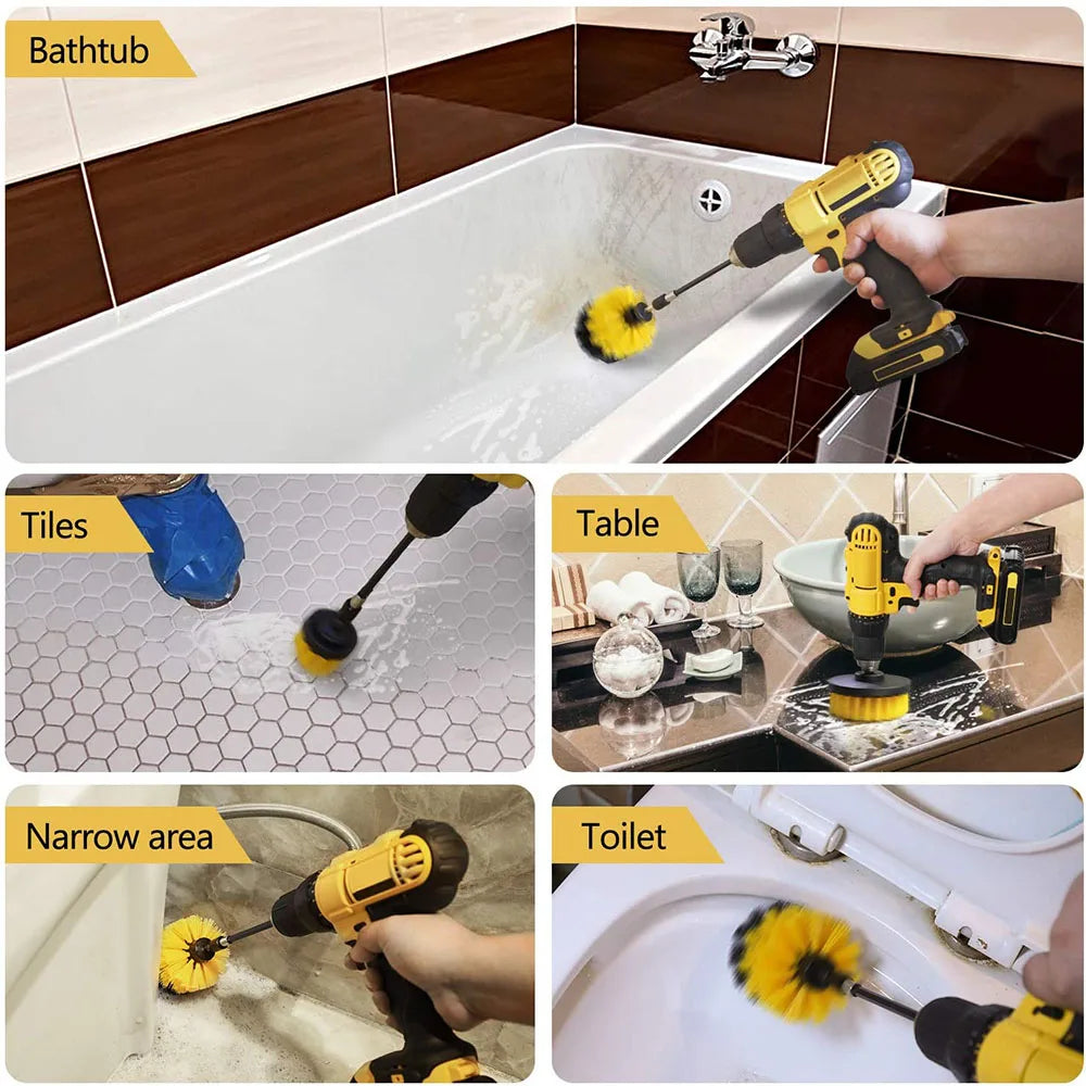 Drill Brush Power Scrubber Attachment Cleaning Set